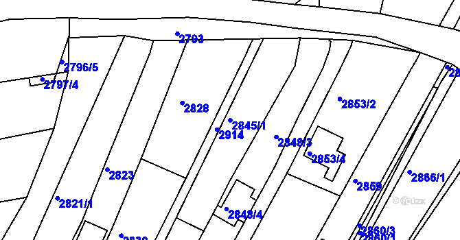 Parcela st. 2845/1 v KÚ Žebětín, Katastrální mapa