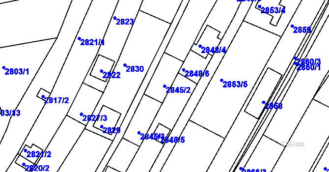 Parcela st. 2845/2 v KÚ Žebětín, Katastrální mapa
