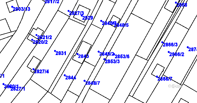 Parcela st. 2848/2 v KÚ Žebětín, Katastrální mapa