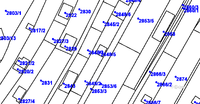 Parcela st. 2848/5 v KÚ Žebětín, Katastrální mapa