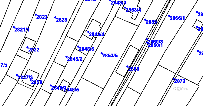 Parcela st. 2853/5 v KÚ Žebětín, Katastrální mapa