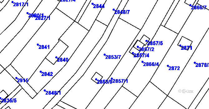 Parcela st. 2853/7 v KÚ Žebětín, Katastrální mapa
