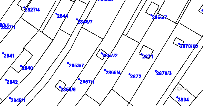 Parcela st. 2857/2 v KÚ Žebětín, Katastrální mapa