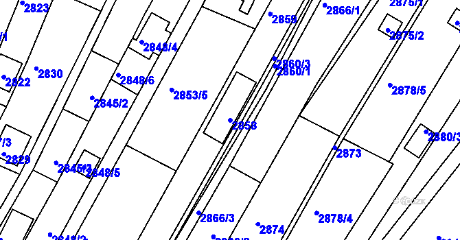 Parcela st. 2858 v KÚ Žebětín, Katastrální mapa