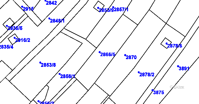 Parcela st. 2866/5 v KÚ Žebětín, Katastrální mapa