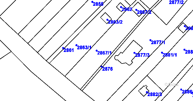Parcela st. 2867/1 v KÚ Žebětín, Katastrální mapa