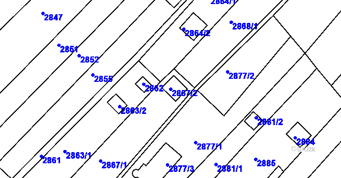 Parcela st. 2867/2 v KÚ Žebětín, Katastrální mapa