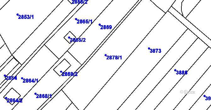 Parcela st. 2878/1 v KÚ Žebětín, Katastrální mapa