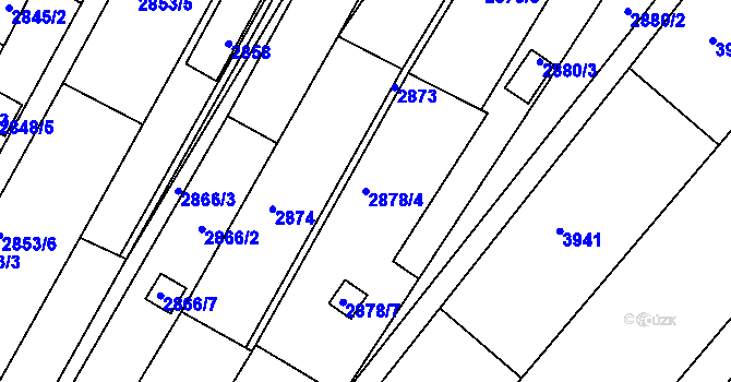 Parcela st. 2878/4 v KÚ Žebětín, Katastrální mapa