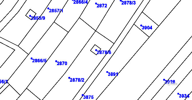 Parcela st. 2878/6 v KÚ Žebětín, Katastrální mapa