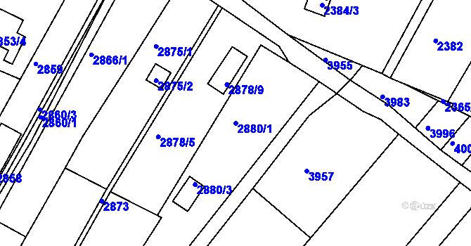Parcela st. 2880/1 v KÚ Žebětín, Katastrální mapa