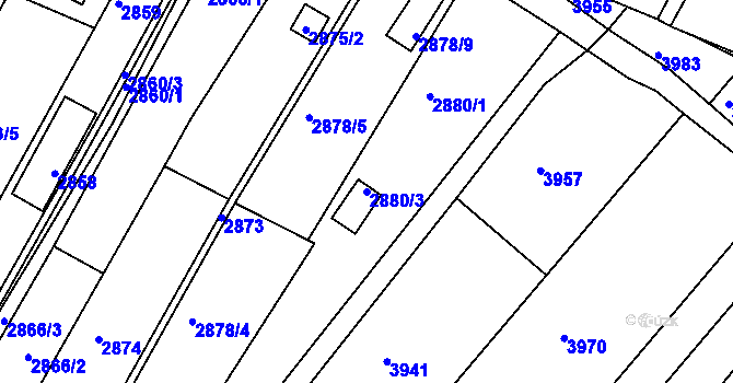 Parcela st. 2880/3 v KÚ Žebětín, Katastrální mapa