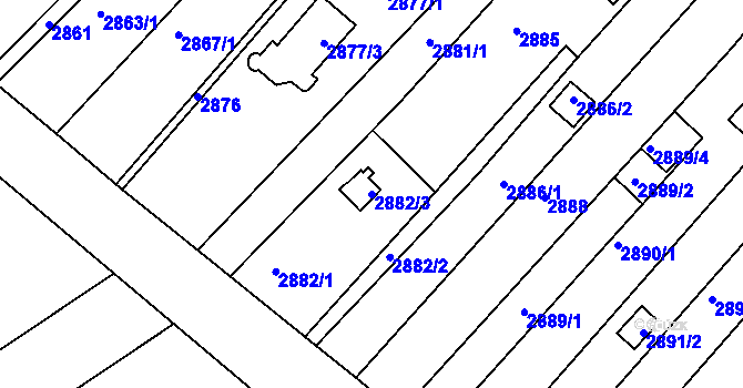 Parcela st. 2882/3 v KÚ Žebětín, Katastrální mapa
