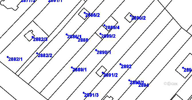 Parcela st. 2890/1 v KÚ Žebětín, Katastrální mapa