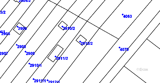 Parcela st. 2912/2 v KÚ Žebětín, Katastrální mapa