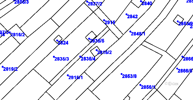 Parcela st. 2916/2 v KÚ Žebětín, Katastrální mapa