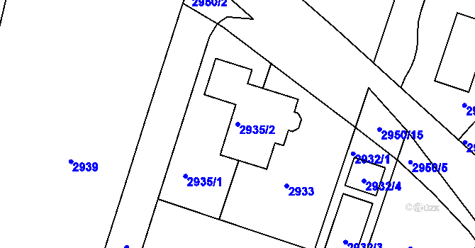 Parcela st. 2935/2 v KÚ Žebětín, Katastrální mapa