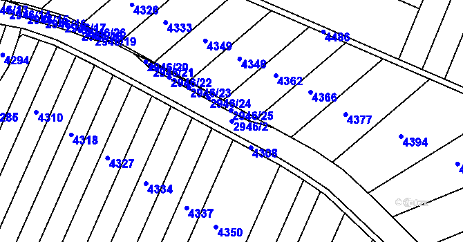 Parcela st. 2946/2 v KÚ Žebětín, Katastrální mapa