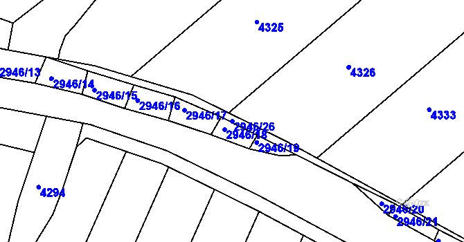 Parcela st. 2946/26 v KÚ Žebětín, Katastrální mapa