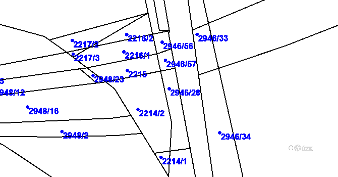Parcela st. 2946/28 v KÚ Žebětín, Katastrální mapa