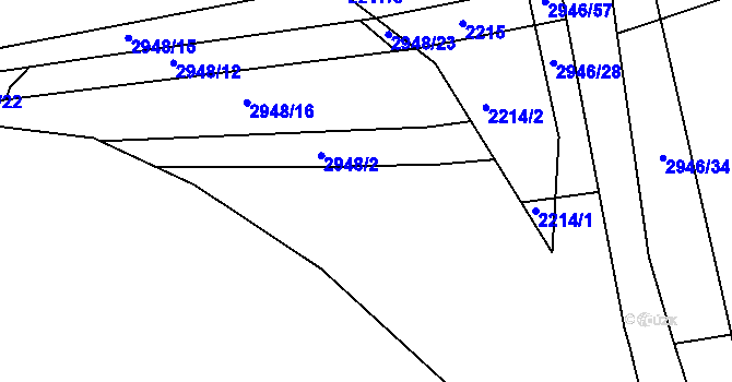 Parcela st. 2948/3 v KÚ Žebětín, Katastrální mapa