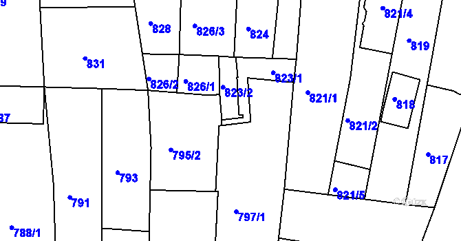 Parcela st. 797/2 v KÚ Žebětín, Katastrální mapa