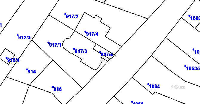 Parcela st. 917/5 v KÚ Žebětín, Katastrální mapa