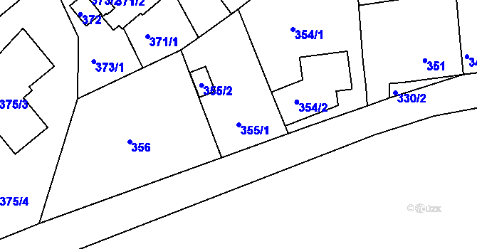 Parcela st. 355/1 v KÚ Žebětín, Katastrální mapa