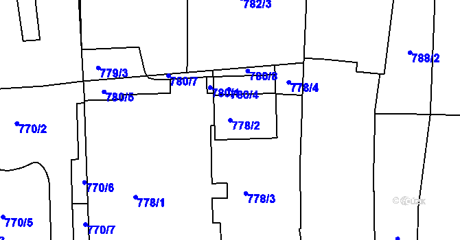 Parcela st. 778/2 v KÚ Žebětín, Katastrální mapa