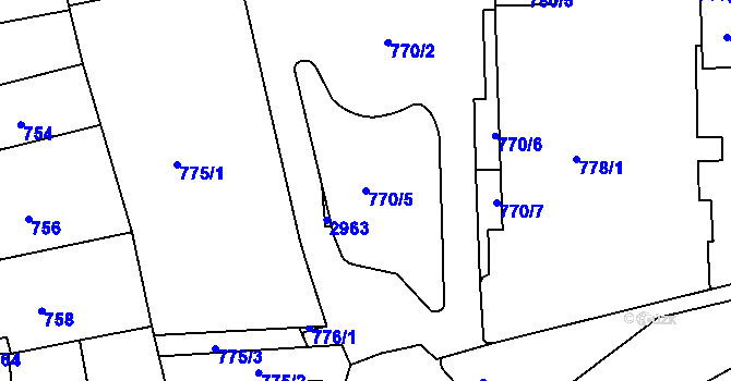 Parcela st. 770/5 v KÚ Žebětín, Katastrální mapa