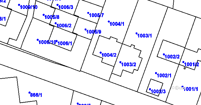 Parcela st. 1004/2 v KÚ Žebětín, Katastrální mapa