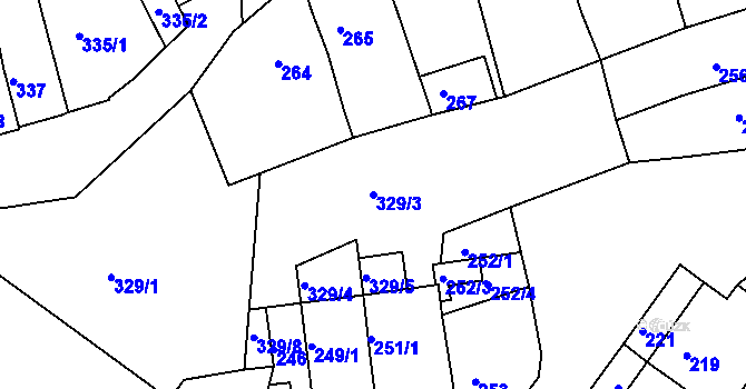Parcela st. 329/3 v KÚ Žebětín, Katastrální mapa