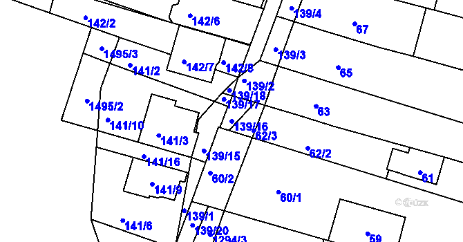 Parcela st. 139/16 v KÚ Žebětín, Katastrální mapa