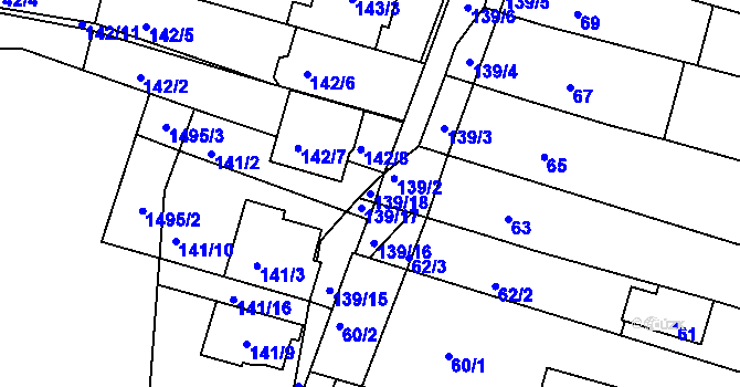 Parcela st. 139/18 v KÚ Žebětín, Katastrální mapa