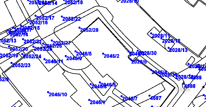 Parcela st. 2046/2 v KÚ Žebětín, Katastrální mapa