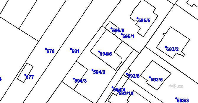 Parcela st. 594/6 v KÚ Žebětín, Katastrální mapa