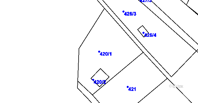 Parcela st. 420/1 v KÚ Žebětín, Katastrální mapa