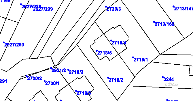 Parcela st. 2718/5 v KÚ Žebětín, Katastrální mapa