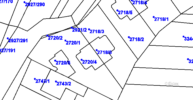 Parcela st. 2718/6 v KÚ Žebětín, Katastrální mapa