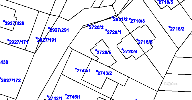 Parcela st. 2720/5 v KÚ Žebětín, Katastrální mapa