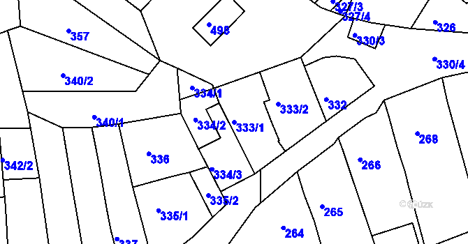 Parcela st. 333/1 v KÚ Žebětín, Katastrální mapa