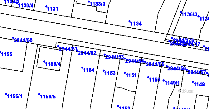 Parcela st. 2944/53 v KÚ Žebětín, Katastrální mapa