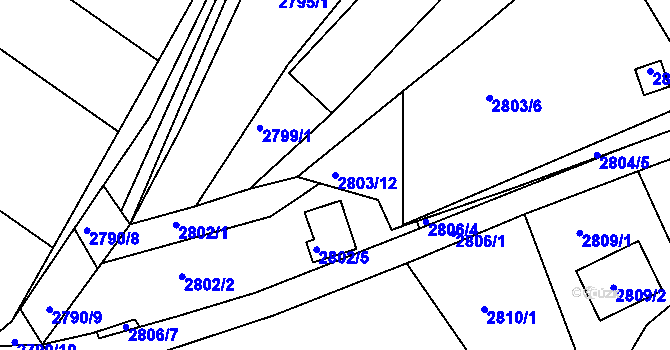 Parcela st. 2803/12 v KÚ Žebětín, Katastrální mapa