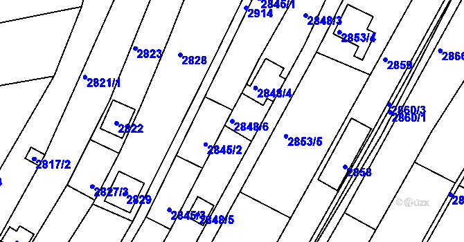 Parcela st. 2848/6 v KÚ Žebětín, Katastrální mapa