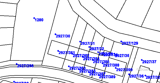 Parcela st. 2927/31 v KÚ Žebětín, Katastrální mapa