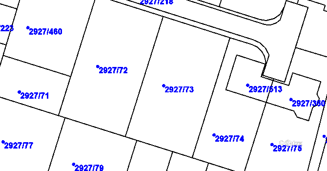 Parcela st. 2927/73 v KÚ Žebětín, Katastrální mapa