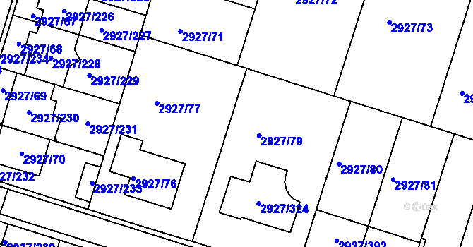 Parcela st. 2927/78 v KÚ Žebětín, Katastrální mapa