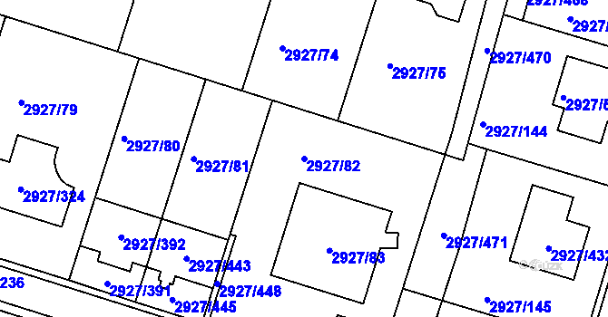 Parcela st. 2927/82 v KÚ Žebětín, Katastrální mapa