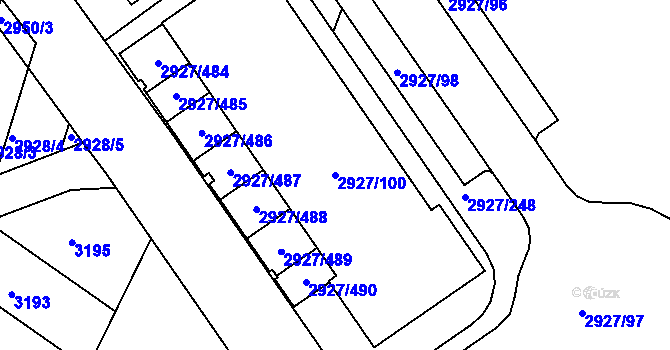 Parcela st. 2927/100 v KÚ Žebětín, Katastrální mapa