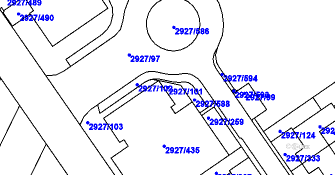 Parcela st. 2927/101 v KÚ Žebětín, Katastrální mapa